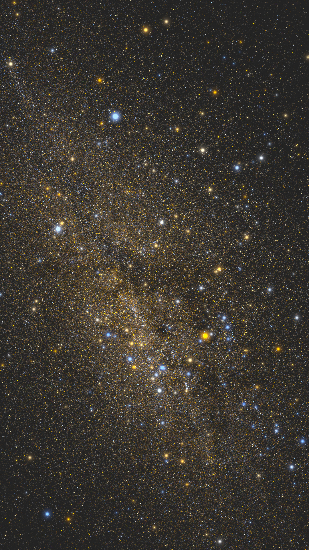 Figure 2: After adding PSF and bright-star supplementation, bright stars have halos, but the Milky Way is still faint