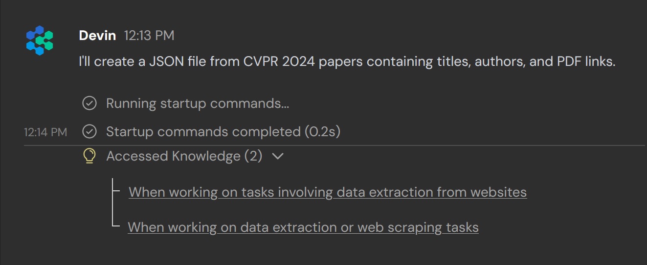 Devin accessing knowledge