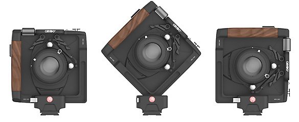 Alpa（中）对比 Linhof（左）和 Cambo（右）的移位机构