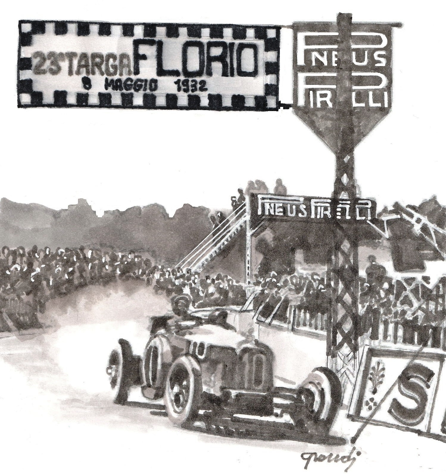 1932 年 Spa 24 小时耐力赛，跃马徽标首次出现在 Scuderia Ferrari 赛车上，Antonio Brivio 驾驶的 Alfa Romeo 8C 2300 获得全场冠军