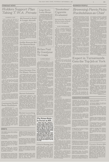 1988 年 9 月 8 日 New York Times 商业版报道 Fiat 增持 Ferrari 至 90%