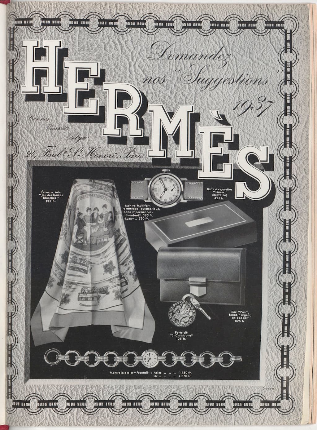 1937 年 Hermès 丝巾在 Vogue France 上的首次广告