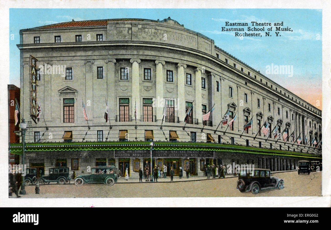 Eastman Theatre 和 Eastman School of Music 外景，古典柱式立面，1920 年代