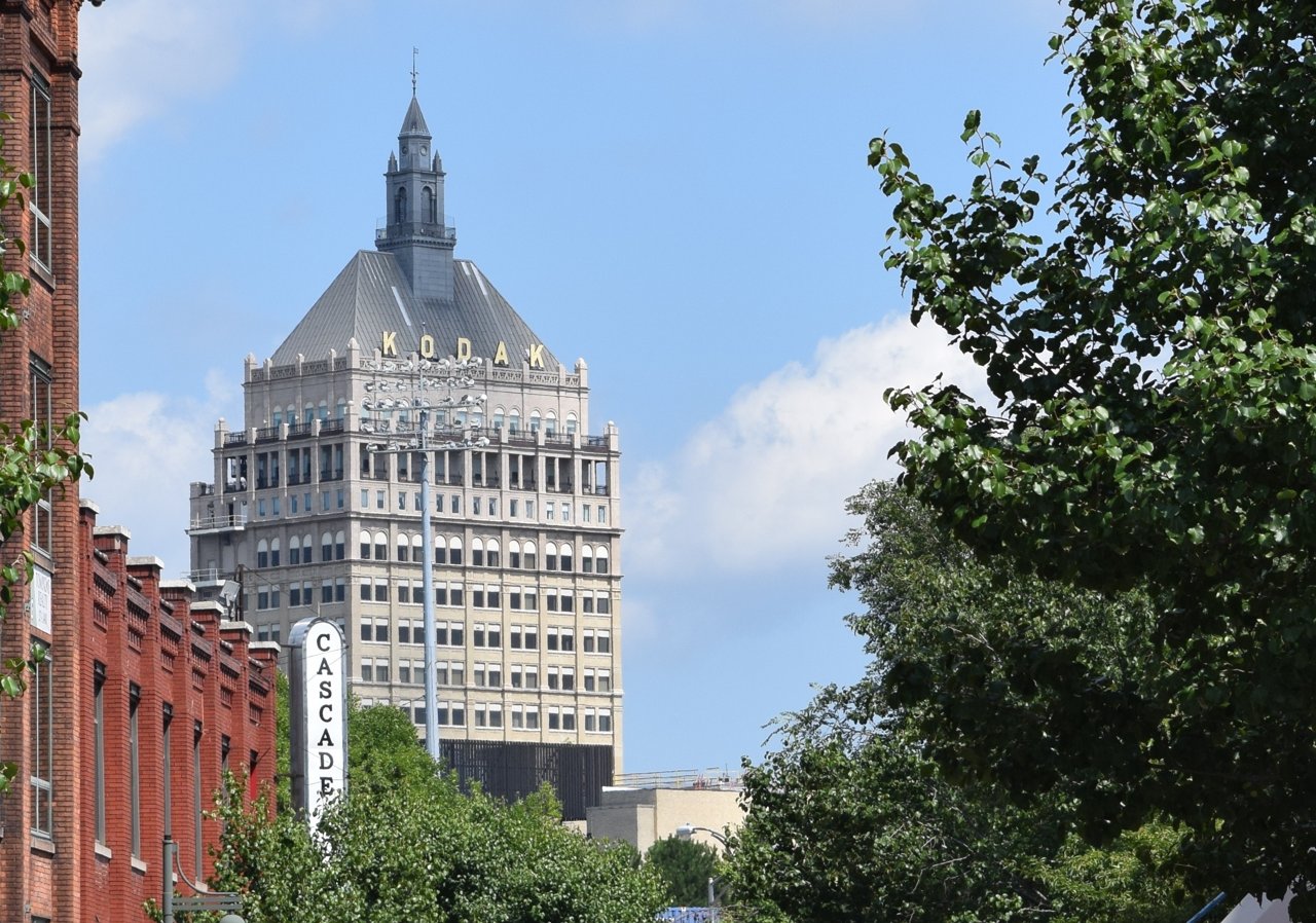 Kodak Tower，Rochester 343 State Street，黄色 K 标仍在使用中