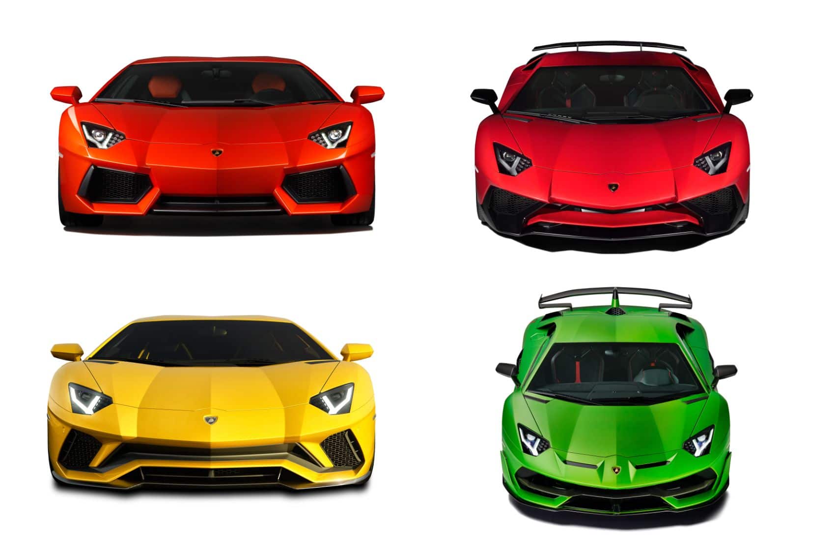 Aventador 多个主要版本并排展示