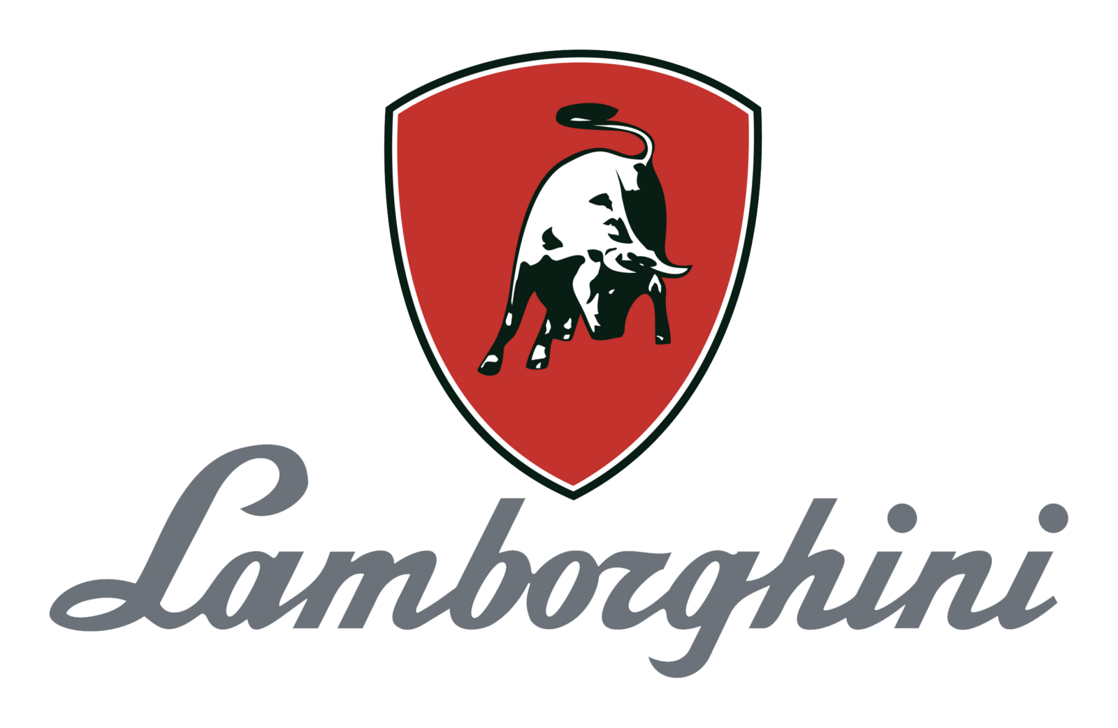 1963 年 Lamborghini 原始盾形标志，黑色公牛立于红色盾牌内