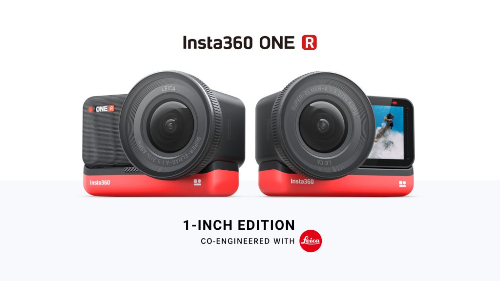 Insta360 ONE R 1-Inch Edition 产品图，展示 Leica 模组在模块化运动相机上的形态