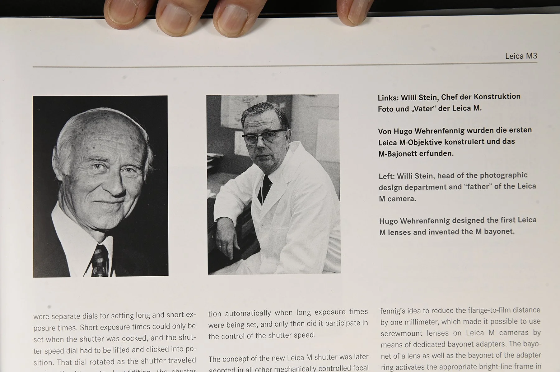 Willi Stein（左）与 M 卡口设计者 Hugo Wehrenfennig，摘自 Günter Osterloh《50 Years Leica M》