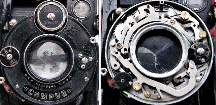 第一代 Compur 快门（Dial-Set 型），顶部转盘直接设置速度，与 Compound 外形轮廓相似