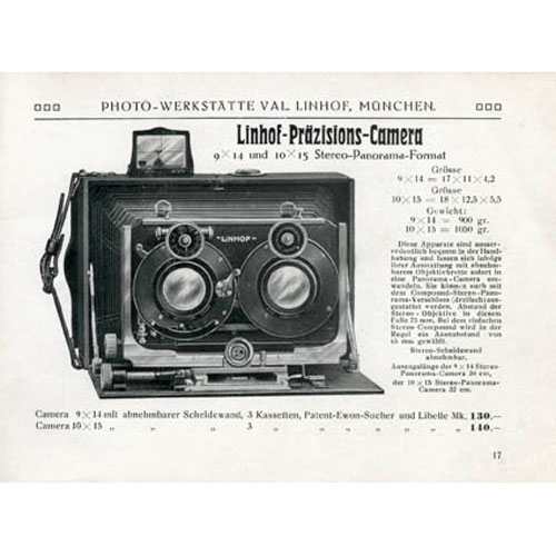 1911 年 Linhof 产品价格目录，10 款相机覆盖多种画幅