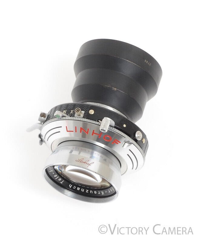 Linhof SELECT Schneider Tele-Arton 180mm f5.5 镜头实物，展示 1957 年后 TECHNIKA 标签