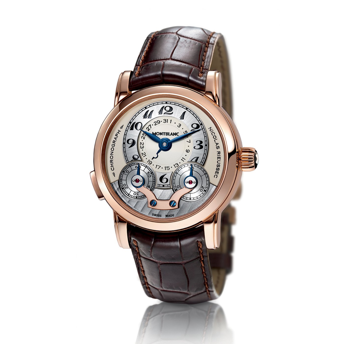 MB R100 自产计时机芯（2008 年），搭载于 Nicolas Rieussec 单按钮计时码表