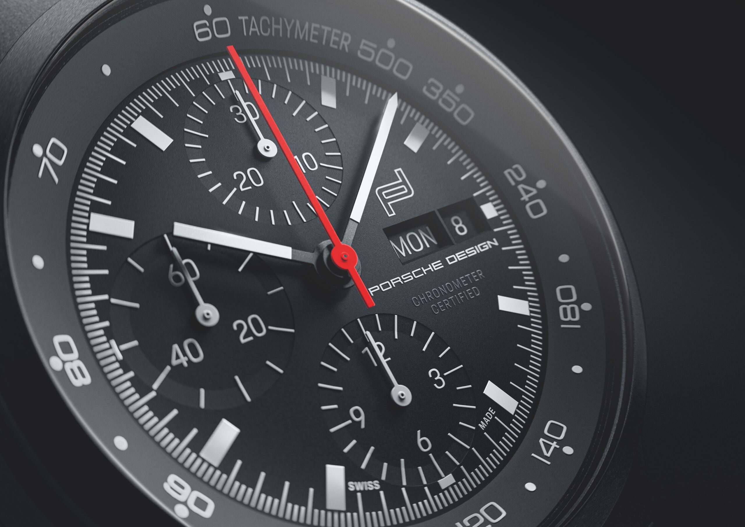 Chronograph 1 全黑 PVD 涂层腕表正面