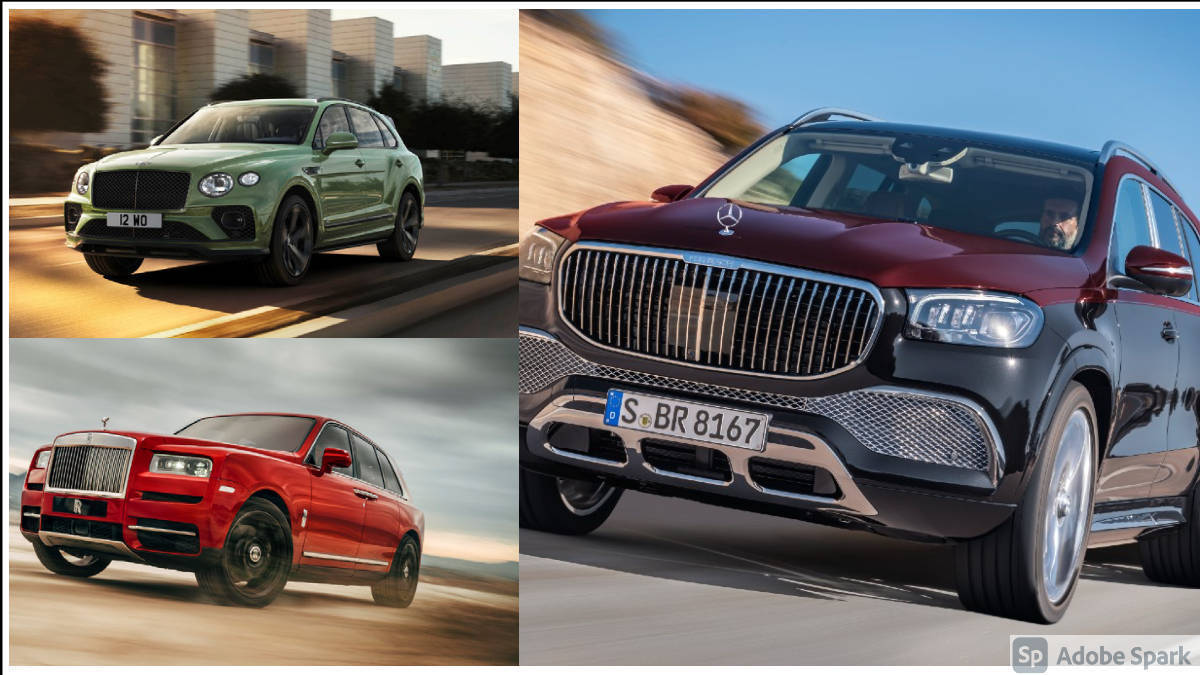 Cullinan、Bentayga、Maybach GLS 三台超豪华 SUV 并排停放在一起
